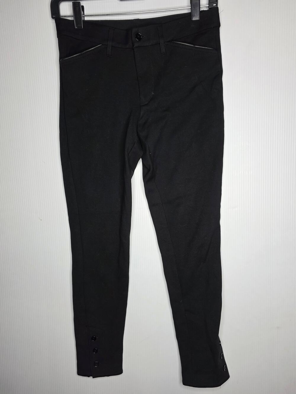 Ralph Lauren Size S Black Slim Fit Trousers With Leather-Look Trim